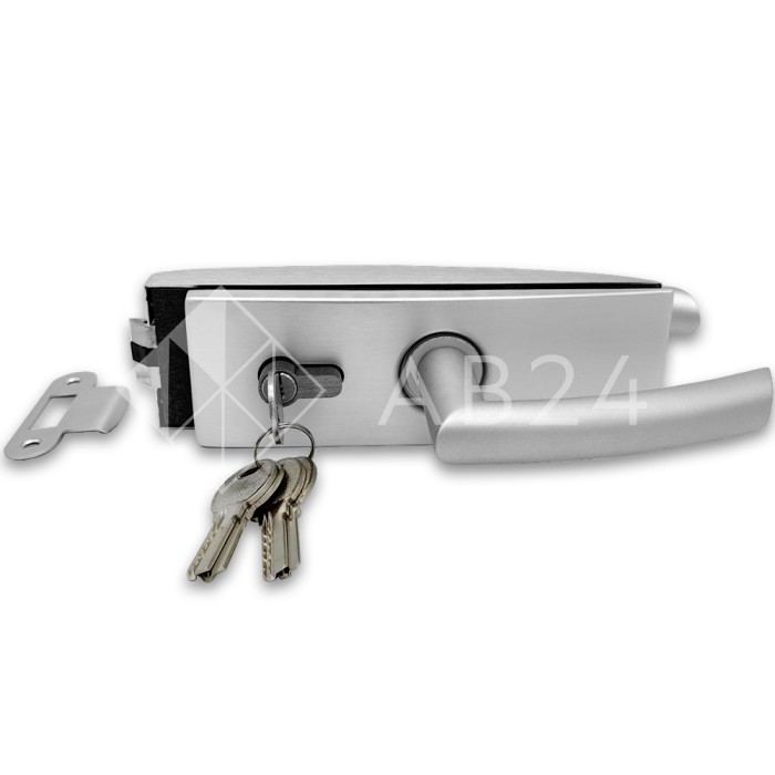 Замок FMZ-35 для межкомнатной двери из стекла, с притвором, ключ/защелка, алюминий/анодированный