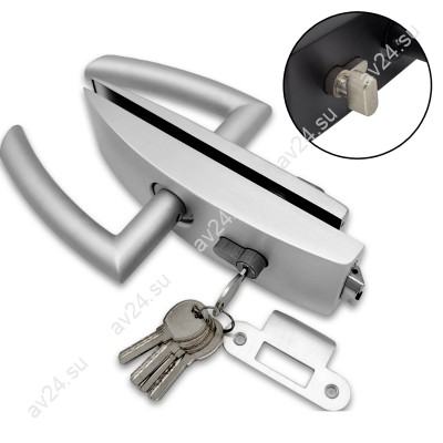 Замок FMZ-35 для межкомнатной двери из стекла, с притвором, ключ/защелка, алюминий/анодированный