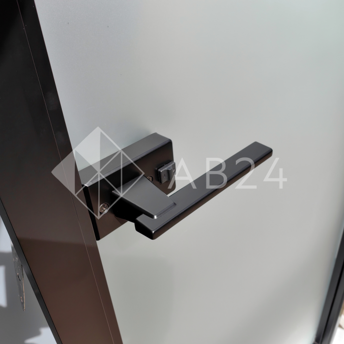 Дверь алюминиевая межкомнатная 700х2000 левая открывание наружу, стекло матовое FMD-7L-2 AL/Bl-Sn Черная