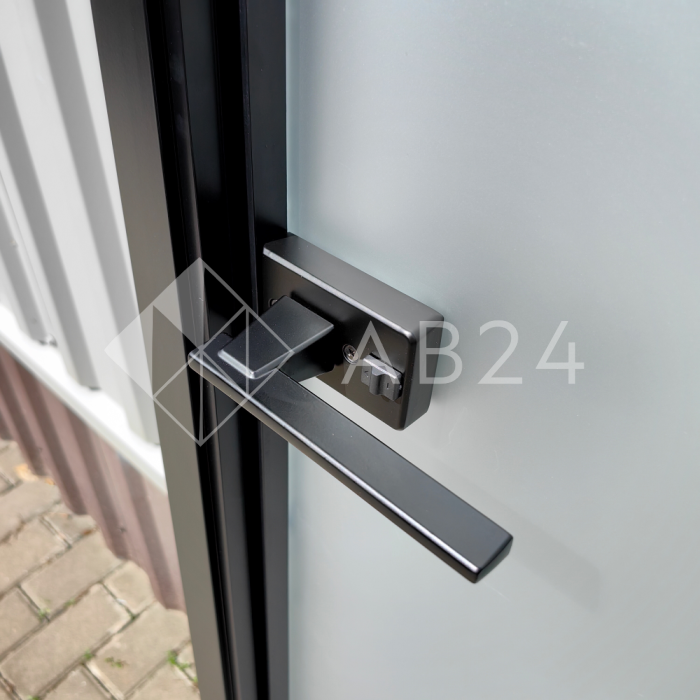 Дверь алюминиевая межкомнатная 700х2000 левая открывание наружу, стекло матовое FMD-7L-2 AL/Bl-Sn Черная