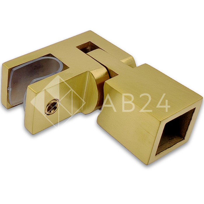 Держатель стекла FDC-52, 15х15 торцевой регулируемый, нержавейка/брашированное золото