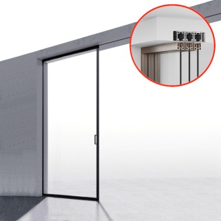 Комплект раздвижной системы Диона DSK-194.1.1 AL/BN на 1 дверь в нишу с отталкивающим механизмом, алюминий/коричневый