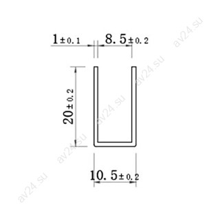 Профиль для стекла FDPA-53.3 с дефектом, 20х10,5х1, длина 3 м, нержавейка/полированный