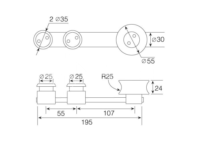 Каретка FDS-70 для раздвижной системы FDS-10, плоская без зенковки, нержавейка/матовый
