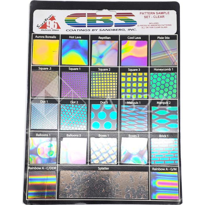 Набор дихроичного стекла для фьюзинга CBS Dichroic System 96, Clear, 23 шт