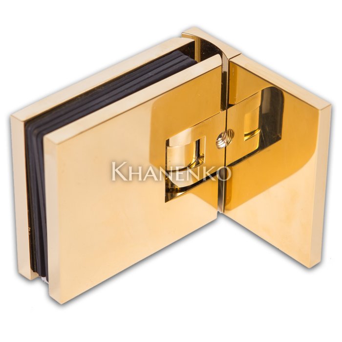 Петля Аврора стена-стекло 90° с крышками цвет Золото FDP-180 BR/TP