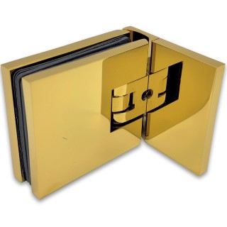 Петля Аврора FDP-180 стена-стекло 90° с крышками, латунь/золото