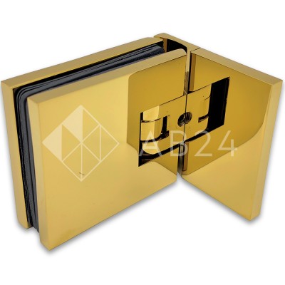 Петля Аврора FDP-180 стена-стекло 90° с крышками, латунь/золото