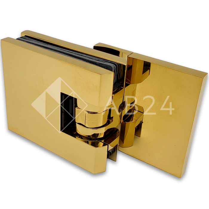Петля Аврора FDP-180 стена-стекло 90° с крышками, латунь/золото