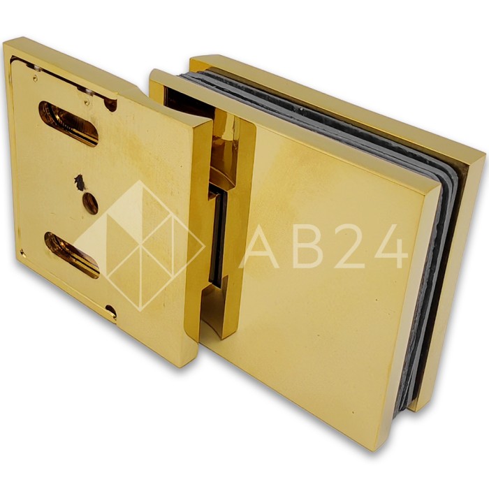 Петля Аврора FDP-180 стена-стекло 90° с крышками, латунь/золото