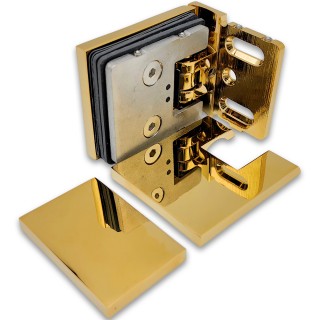 Петля Аврора FDP-180 стена-стекло 90° с крышками, латунь/золото