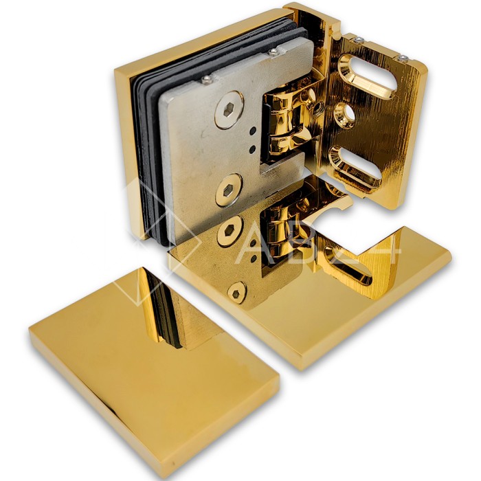 Петля Аврора FDP-180 стена-стекло 90° с крышками, латунь/золото