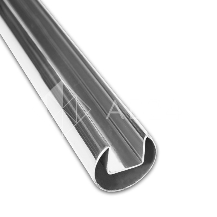 Поручень FOP-230 круглый Ø48.3 мм с пазом 24х24 длина 6 м, нержавейка/полированный