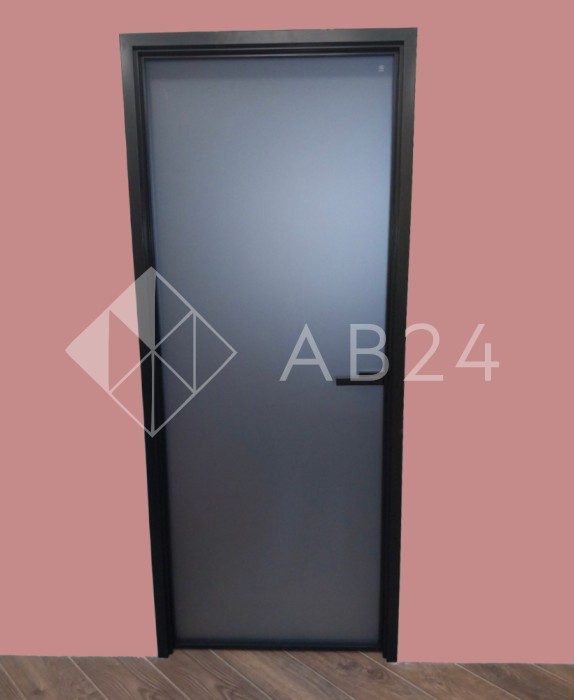 Дверь алюминиевая межкомнатная 700х2000 правая открывание внутрь, стекло матовое FMD-7R-1 AL/Bl-Sn Черная