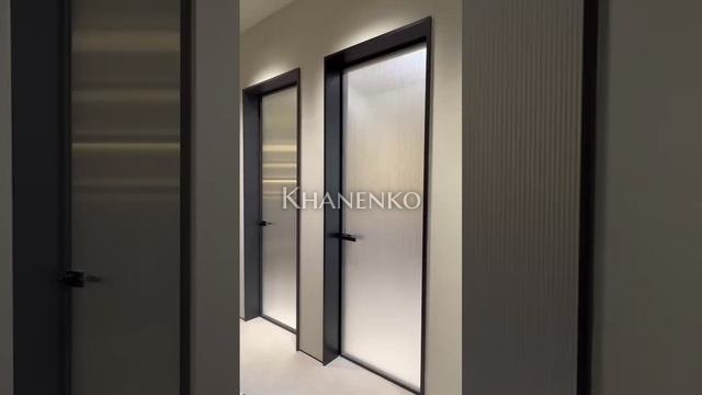 Дверь алюминиевая межкомнатная 700х2000 правая открывание внутрь, стекло матовое FMD-7R-1 AL/Bl-Sn Черная