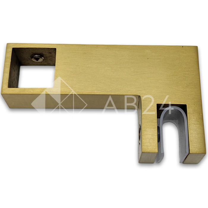 Держатель стекла FDC-55 сквозной 15х15 горизонтальный, нержавейка/брашированное золото