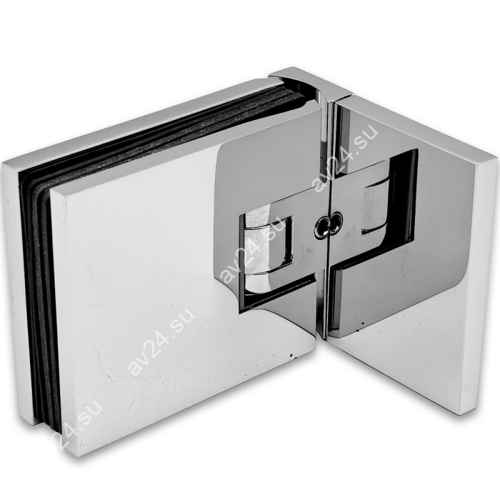 Петля Афродита FDP-230 стена-стекло 90° с крышками, латунь/хром