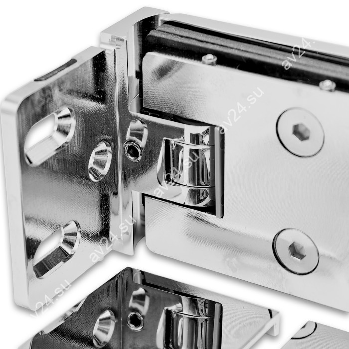 Петля Афродита FDP-230 стена-стекло 90° с крышками, латунь/хром