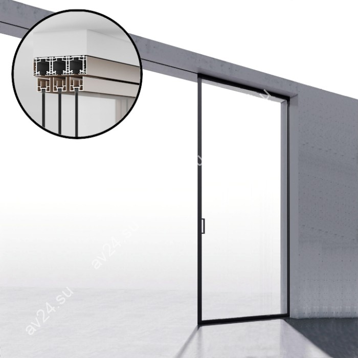 Комплект раздвижной системы DSK-194.1.2 AL/BN на 1 дверь в нишу с отталкивающим механизмом, алюминий/коричневый