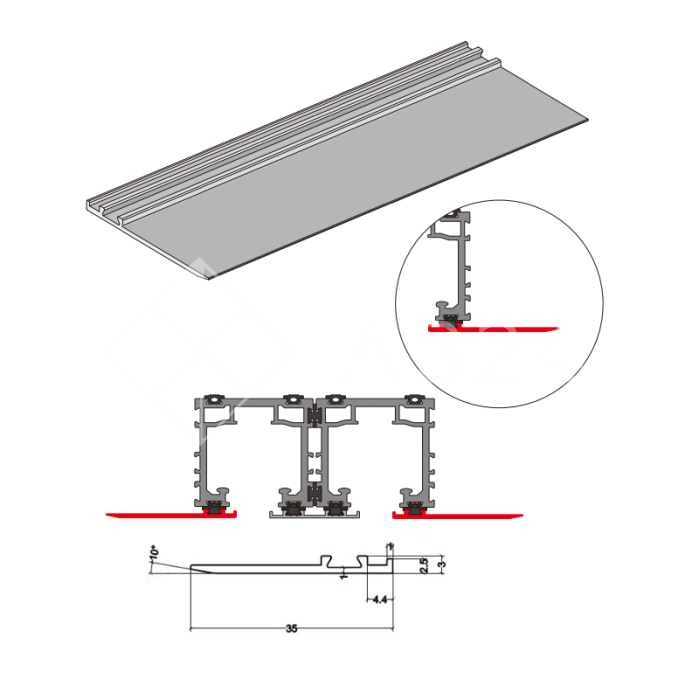 Потолочная декоративная крышка трека FDS-195.4 для системы FDS-19 длина 4 м, алюминий/коричневый