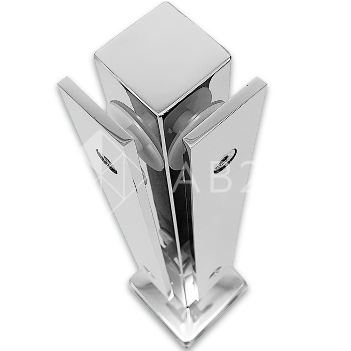 Стойка FOS-08 для стекла угловая напольная 78х400 мм со сверлением, нержавейка/полированный