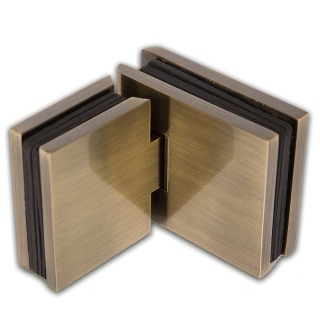 Петля Аврора FDP-181 стекло-стекло 180° с крышками, латунь/бронза