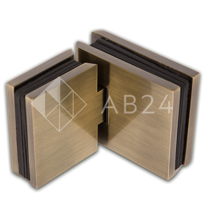 Петля Аврора FDP-181 стекло-стекло 180° с крышками, латунь/бронза