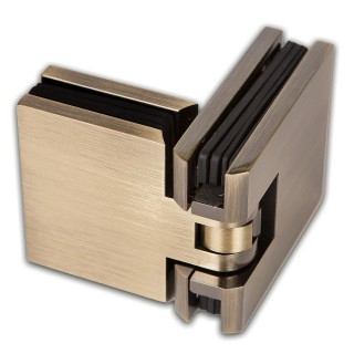 Петля Аврора FDP-181 стекло-стекло 180° с крышками, латунь/бронза