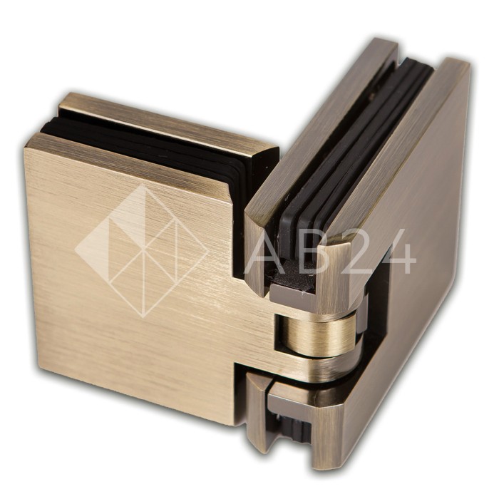 Петля Аврора FDP-181 стекло-стекло 180° с крышками, латунь/бронза