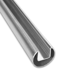 Поручень FOP-230 круглый Ø48.3 мм с пазом 24х24 длина 6 м, нержавейка/матовый