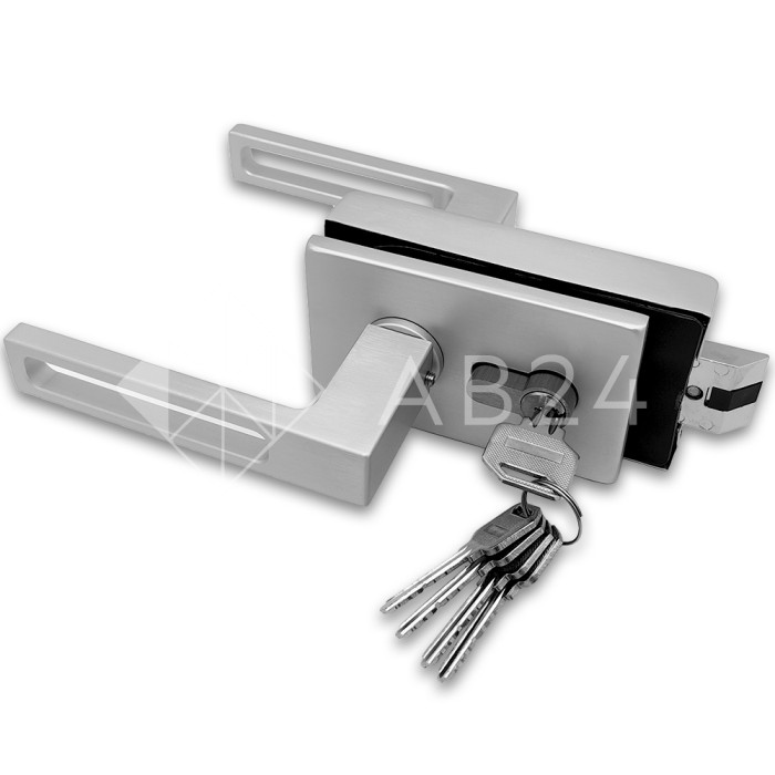 Замок FMZ-36 для межкомнатной двери из стекла, с притвором, ключ/защелка, алюминий/анодированный