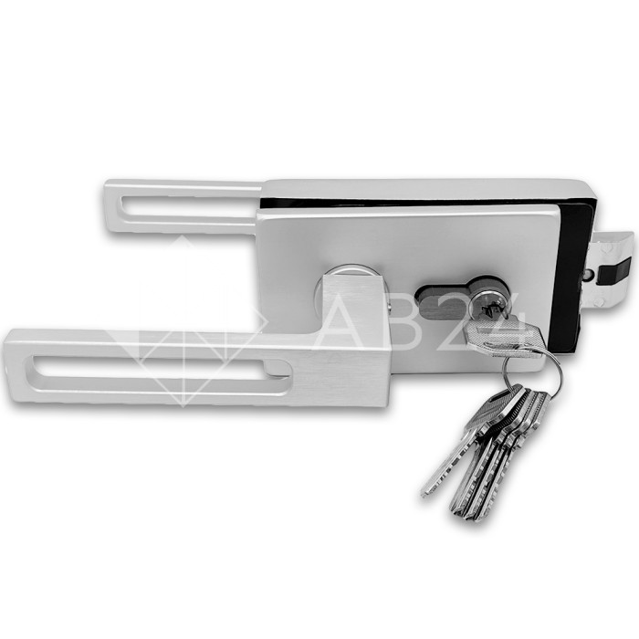 Замок FMZ-36 для межкомнатной двери из стекла, с притвором, ключ/защелка, алюминий/анодированный