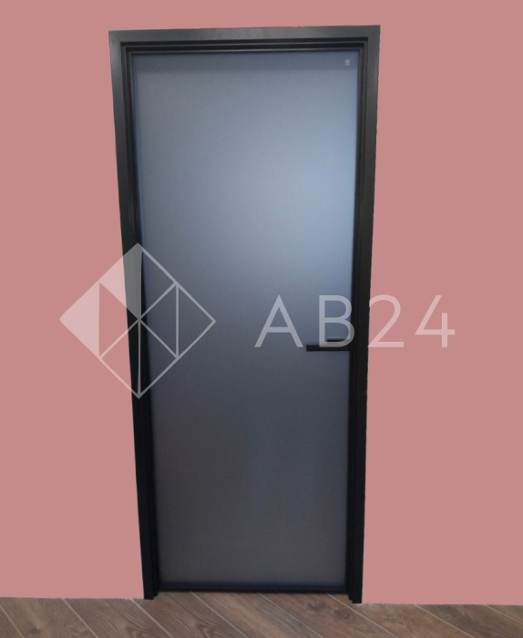 Дверь алюминиевая межкомнатная 700х2000 правая открывание наружу, стекло матовое FMD-7R-2 AL/Bl-Sn Черная