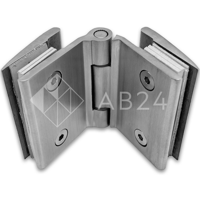 Петля Европа FDP-117 с обратной осью стекло-стекло 180° без крышек, нержавейка/матовый