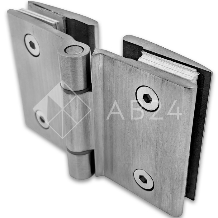 Петля Европа FDP-117 с обратной осью стекло-стекло 180° без крышек, нержавейка/матовый