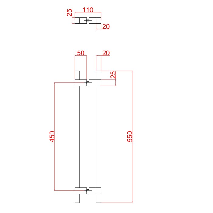 Ручка для сауны FDR-175, 20х450х550 мм, нержавейка/дерево/черный