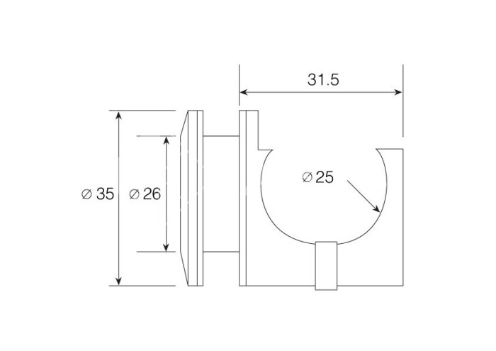 Крепление FDS-71 трубы 25мм для раздвижной системы FDS-10, к стеклу без зенковки, нержавейка/матовый