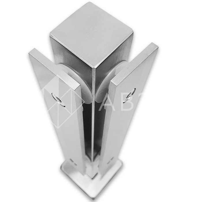 Стойка FOS-08 для стекла угловая напольная 78х400 мм со сверлением, нержавейка/матовый