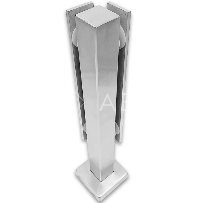 Стойка FOS-08 для стекла угловая напольная 78х400 мм со сверлением, нержавейка/матовый