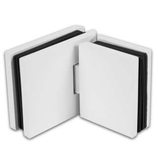 Петля Аврора FDP-181 стекло-стекло 180° с крышками, латунь/белый