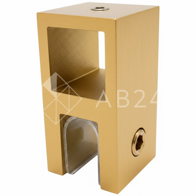 Держатель стекла FDC-58 сквозной 15х15 вертикальный, нержавейка/брашированное золото