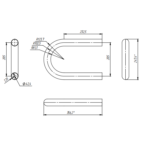 Отвод шарнирный нижний FOP-42.05 для поручня круглого O48.3 мм с пазом,нержавейка/полированный