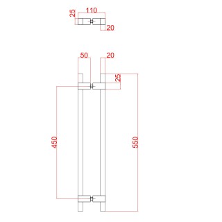 Ручка для сауны FDR-175, 20х450х550 мм, нержавейка/дерево/полированный