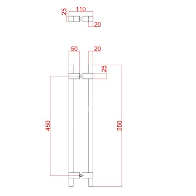 Ручка для сауны FDR-175, 20х450х550 мм, нержавейка/дерево/полированный