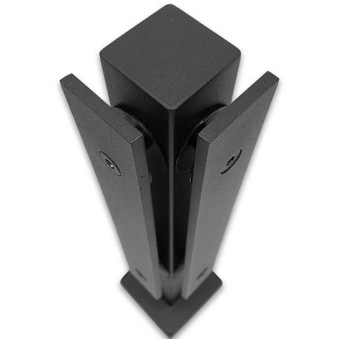 Стойка FOS-08 для стекла угловая напольная 78х400 мм со сверлением, нержавейка/черный