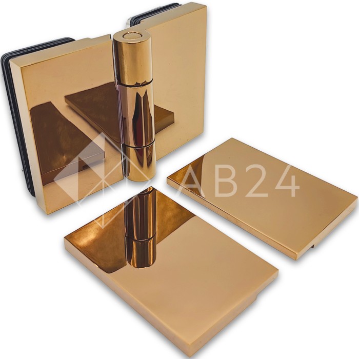 Петля Майя FDP-171 стекло-стекло 180°, латунь/розовое золото