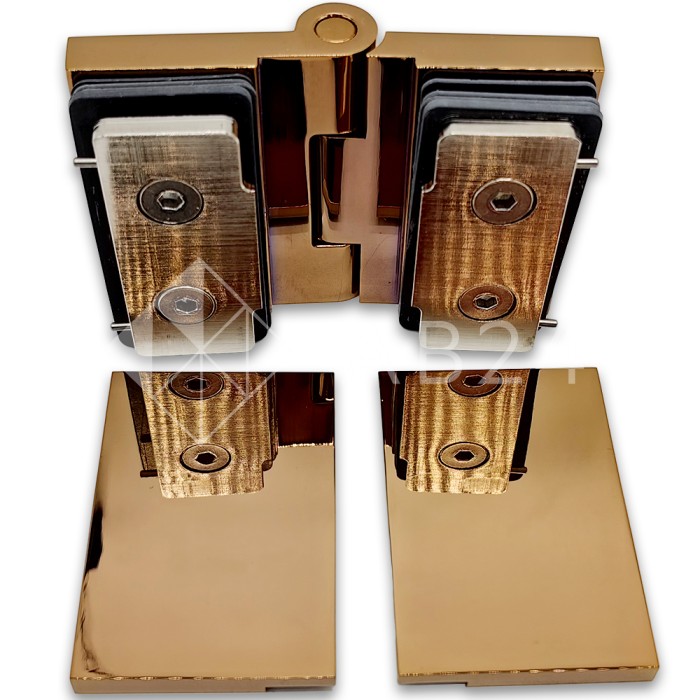 Петля Майя FDP-171 стекло-стекло 180°, латунь/розовое золото