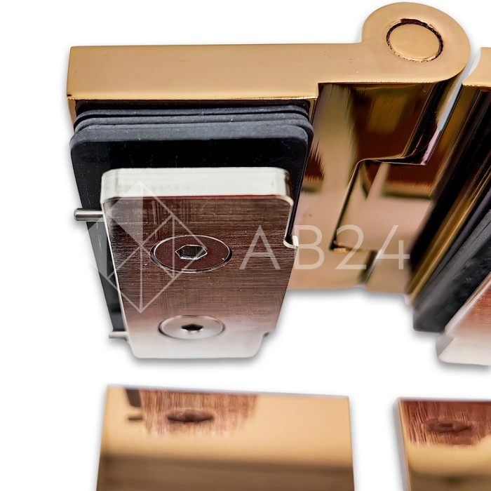 Петля Майя FDP-171 стекло-стекло 180°, латунь/розовое золото