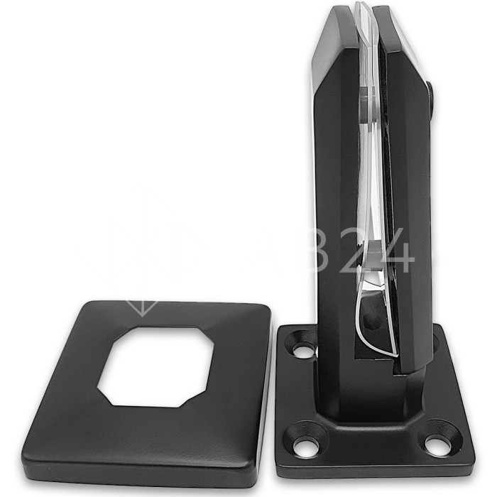 Стойка FOS-05 для стекла напольная 90х190 мм со сверлением и регулировкой, дюплекс/черный