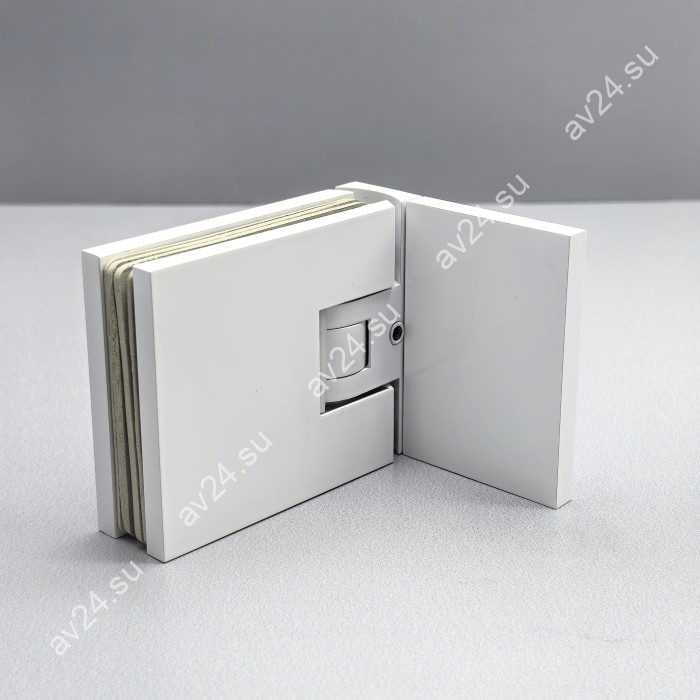 Петля Афродита FDP-230 стена-стекло 90° с крышками, латунь/белый